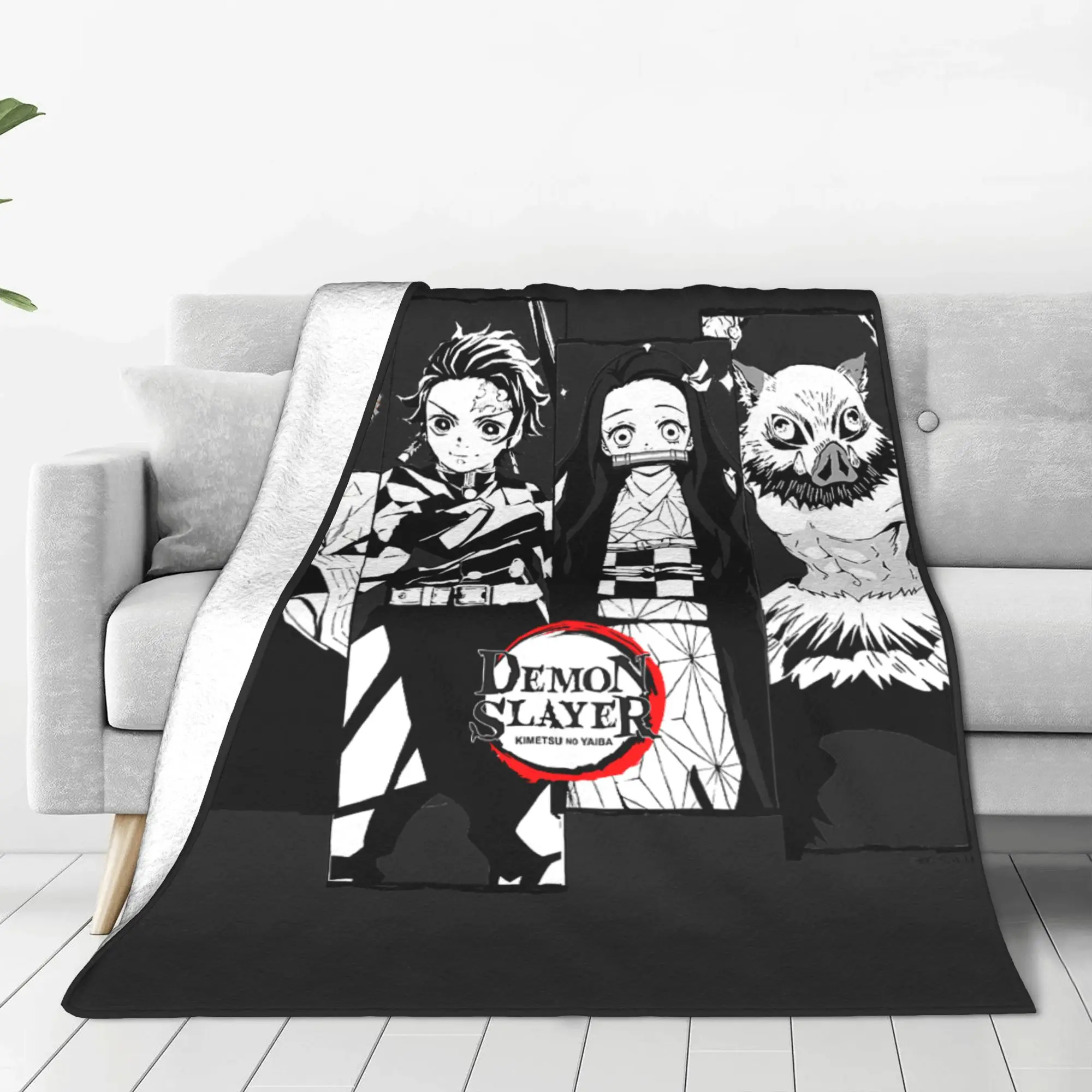 1PC Kids Demon Slayers Kimetsu no Yaiba Zenitsu Tanjiro Nezuko Team  Winter Blankets for Adults Bedding Home Interior Sofa Knee