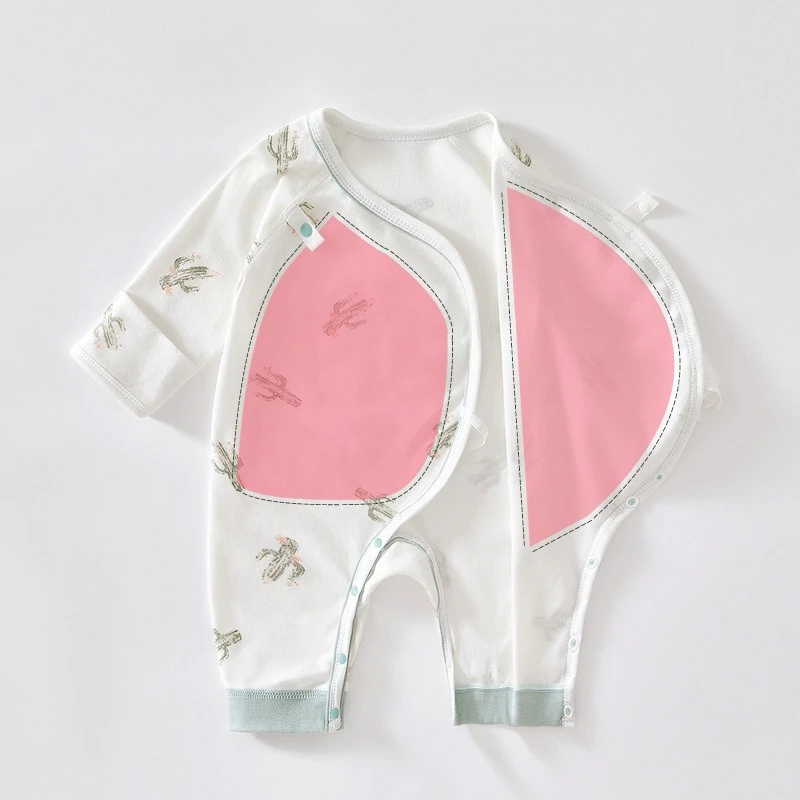 Somenie Unisex Baby Romper Pure Cotton Girls Cute Printed Round-Neck Bodysuit Boys Trend for All Seasons  Ribbed Cuffs