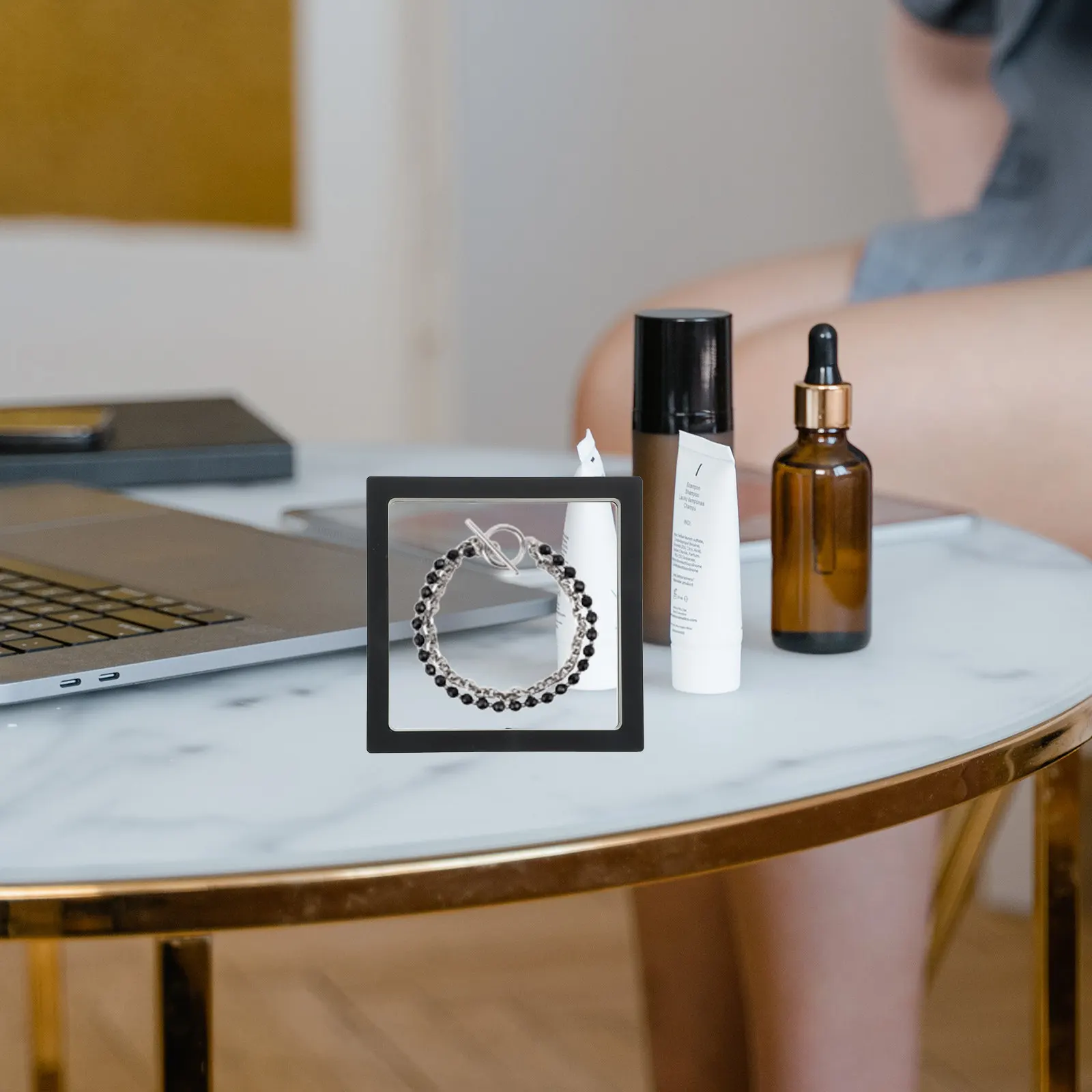 

2pcs Pe Thin Film Suspension Jewelry Display Box For Necklace Bracelet Earring Storage Organizer Case Jewelry Floating Frame