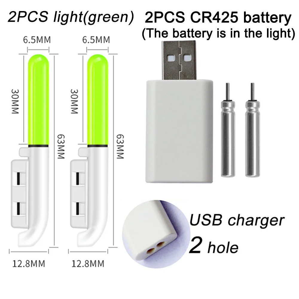 Verbesserte Nacht Angeln Schwimmt Licht Leucht CR425 3,6 V Lithium-Batterie Ladegerät Set Boje Werkzeuge Süßwasser Bobber Pesca Tackle