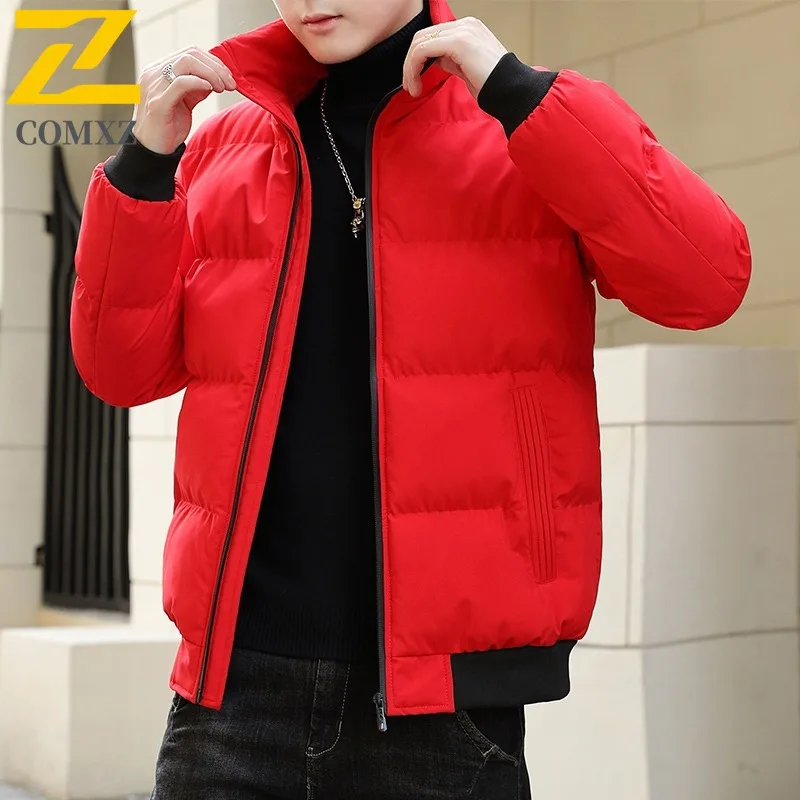 

COMXZ 2025 Men Tiger Print Stand Collar Puffer Jacket Winter Thickened Plus Size Casual Outdoor Sports Workwear WarmTactics Coat