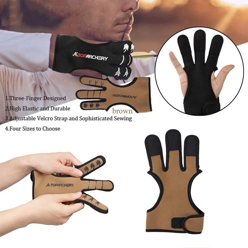 Archery Finger Guard Glove Three Finger Protector for Men Women Adults Youth Beginner Recurve Bow Hunting Accessories