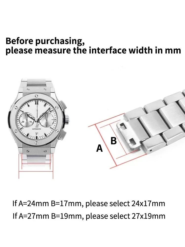ل Hublot Yubo حزام ساعة اليد الانفجار الكبير الكلاسيكية الانصهار الرجال النساء الصلبة الفولاذ المقاوم للصدأ حزام الساعات سوار 27*19 مللي متر