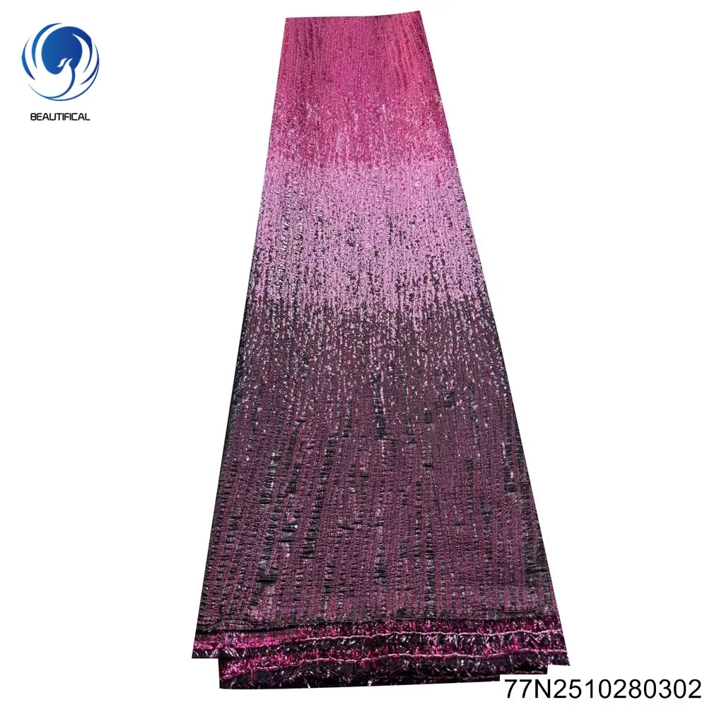 

2025 New Retro African Jacquard Lace Embroidered Design Colorful Luxurious Party and Banquet Dress 77N25102803