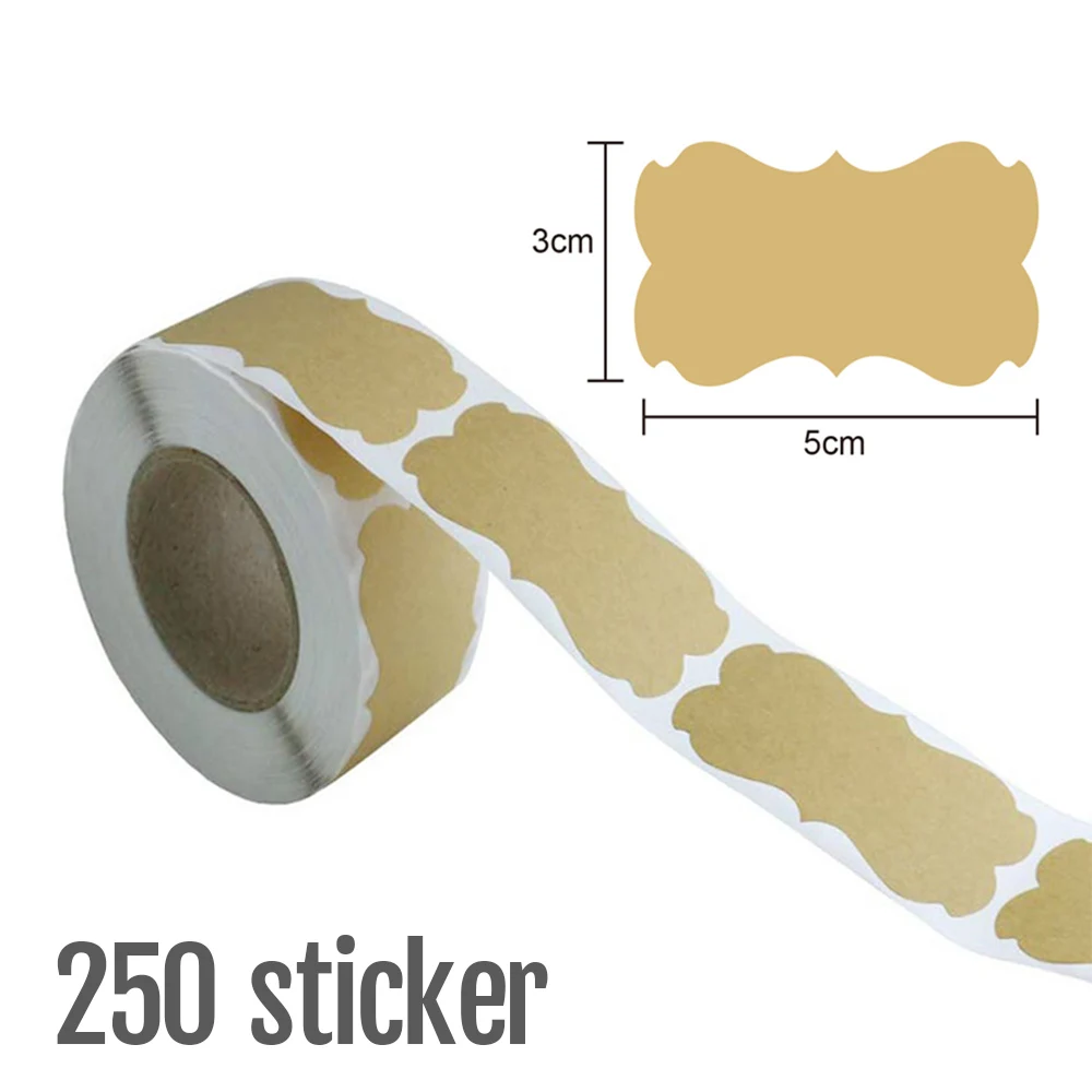 1 Rolle Kraftpapierblank kann Namen schreiben, selbstklebende Versiegelung, Geschenkaufkleber, Heimverpackung, Siegeletiketten, rechteckig – Detail 2