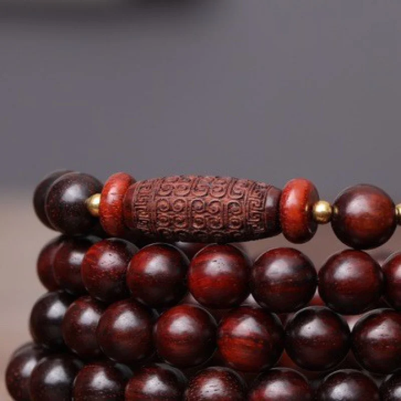 UMQ Zambia Pterocarpus Santalinus DIY MahāKāLa Bracelet Neckle 0.8 Boys And Girls 108 Prayer Beads