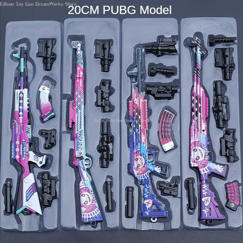 Chaveiro modelo mental de liga para meninos, rifle de sniper, brinquedo destacável de 20cm com escopo, presente para meninos, PUBG M762, 98K AWM, SKS, SCRA, novo, 2024