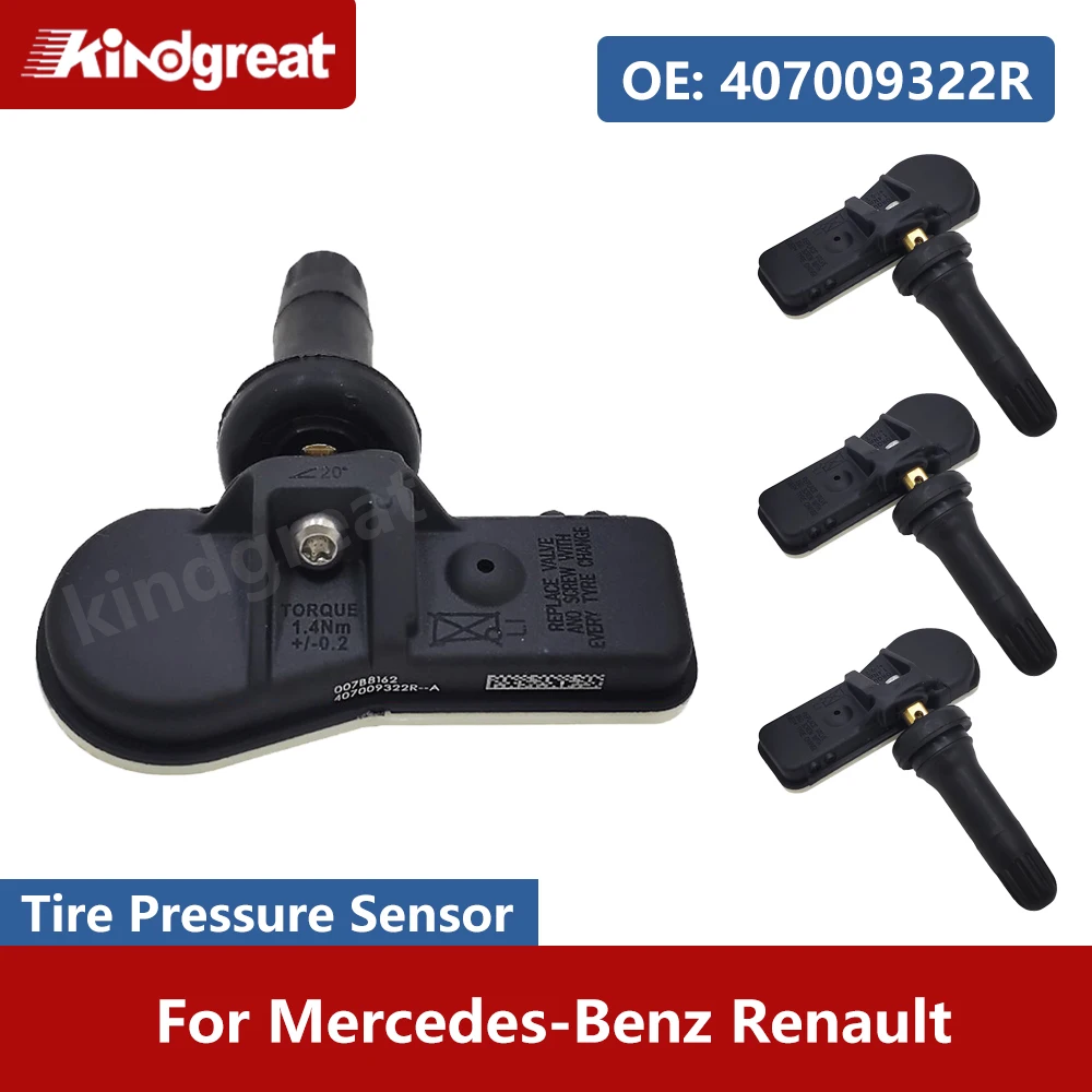 

4PCS/Lot TPMS Car Tire Pressure Monitor System Sensor 407009322R 407001628R 407009987R For Mercedes-Benz Renault