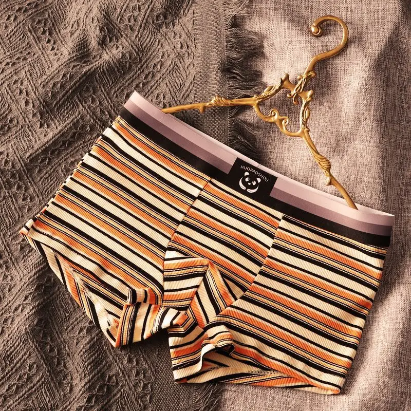 [soft and Comfortable] New Sexy Pure Cotton Pants Trend High-grade Striped Personality Breathable Lovely Men's Underwear  Pants