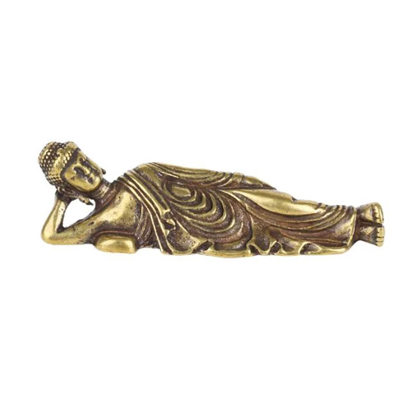 Mini Retro Golden Lying Amitabha Buddha Statue Buddha Sculpture Figurines Copper Pure Brass Home Decoration Buddha Statues