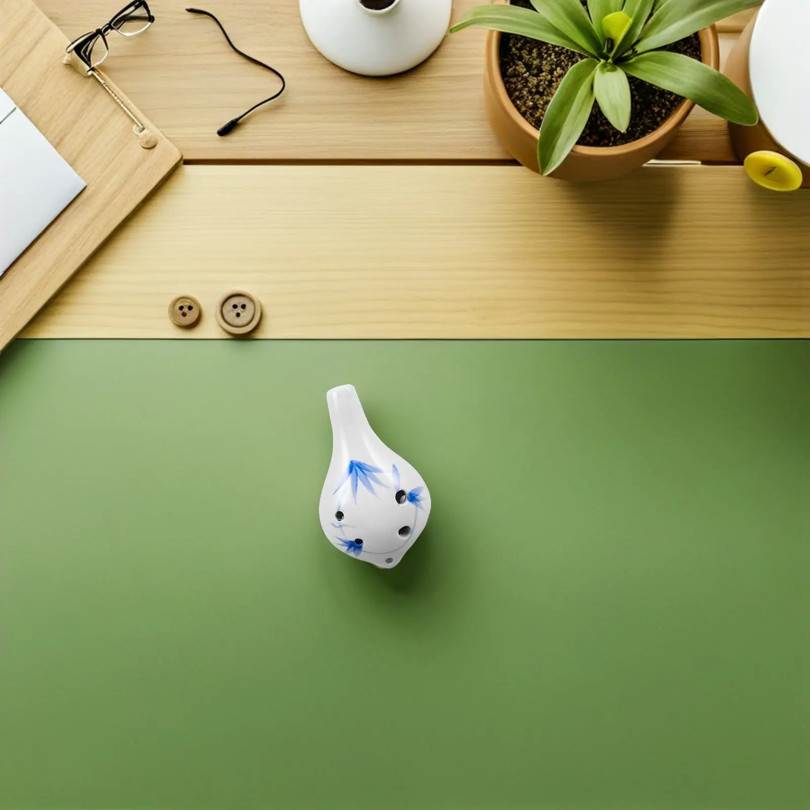 Ocarina de Cerâmica Pequena de Boca Longa com Seis Furos, Instrumento de Sopro Portátil para Iniciantes e Profissionais, Ideal para Acampamento e Atividades em Família