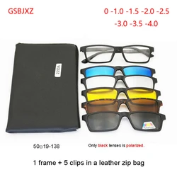 Fashion Myopia Clip Sunglasses Men Women With 5 Clip On Sunglasses Polarized Prescription Glasses 0 -1 -1.5 -2 -2.5 -3 -3.5 -4.0