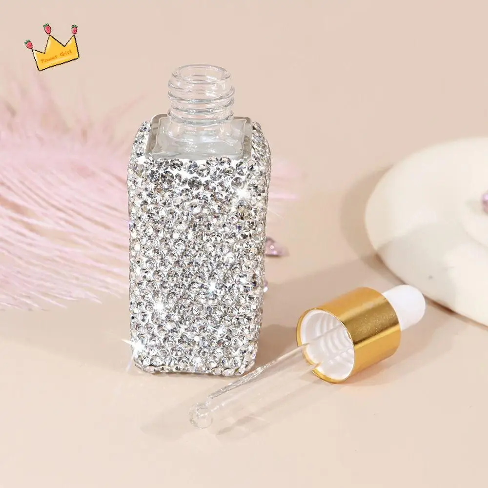 زجاجة فارغة من حجر الراين المتلألئ، زجاجات قطارة صغيرة مبتكرة قابلة لإعادة الملء، قوارير زيت عطري 5 مل