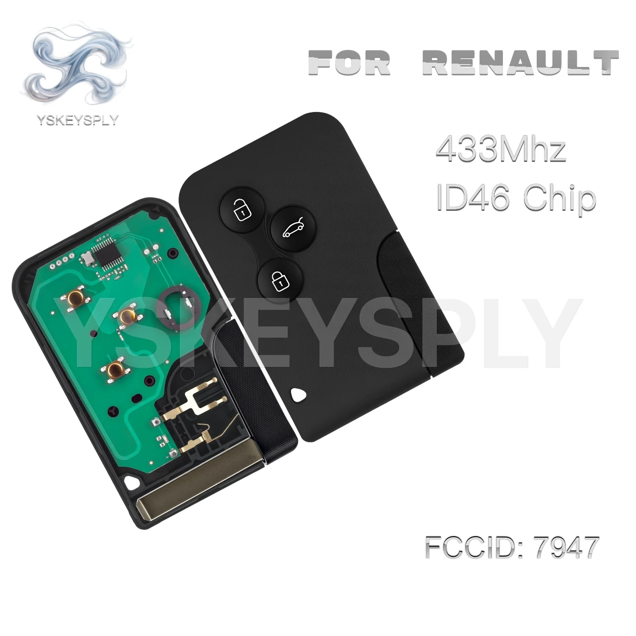 For Renault Megane 2 Megane 3 Scenic Clio Logan Smart Card Remote ID46 PCF7947 433MHz 2003-2008 3 Buttons