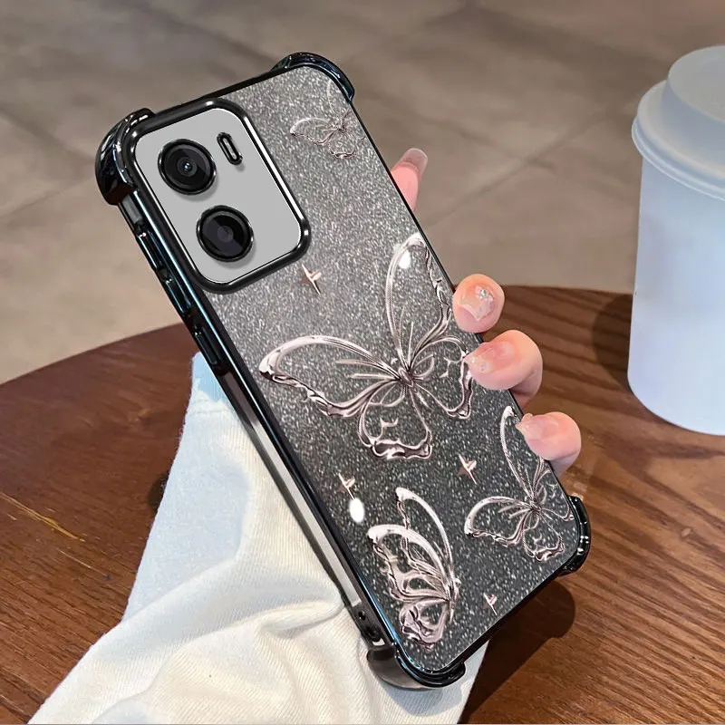 Glitter Plating Protective Cover For Motorola Moto G06 Power Case Flxebile TPU Four-corner Shockproof Butterfly Fundas view 3