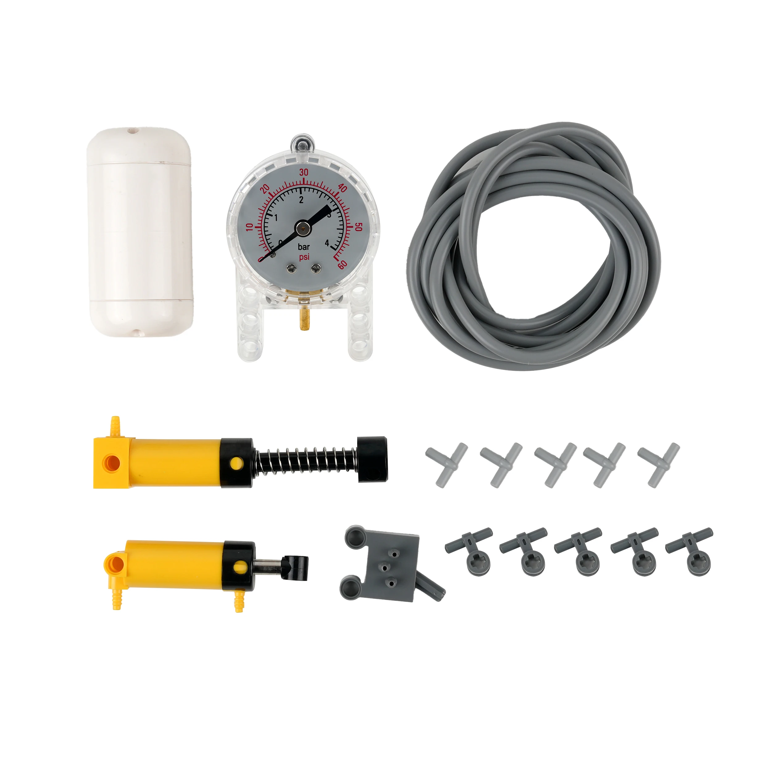 MOC Pneumatic Technical Building Blocks Parts 16pcs/Set Barometer Air Tank/Pump Piston Hose/Switch Kit Toys For 47225 75974 9641