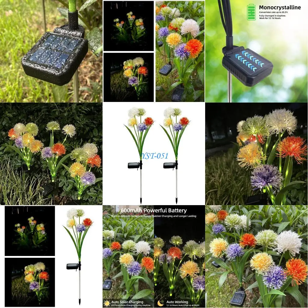 

E15A Solar Garden Lights Onion Flower Solar Garden Light In-Ground Onion Flower Light for Outdoor Patio Yard Decoration