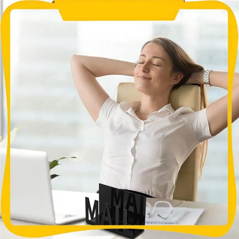 

2 Piece Desk Mail Letter Holder Home Bedroom Office Envelope Organizer Black Acrylic File Book Rack