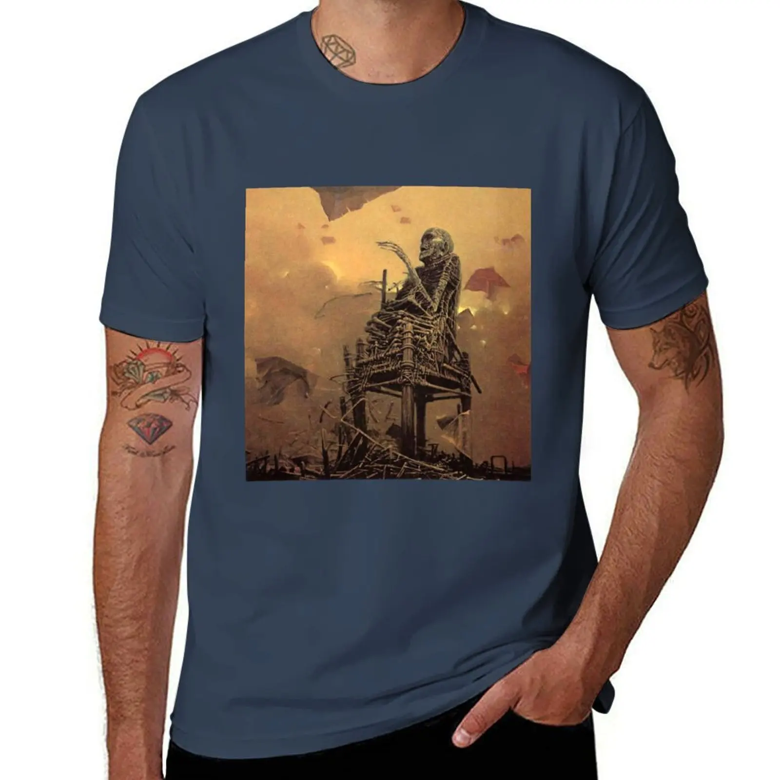 Untitled (Skeleton Chair), by Zdzis?aw Beksiński T-Shirt anime t shirts for man t shirts for man graphic funny T-Shirt
