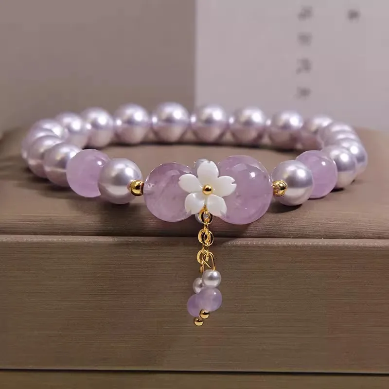 

Purely handmade - lavender amethyst pearl bracelet, shipped in random colors.