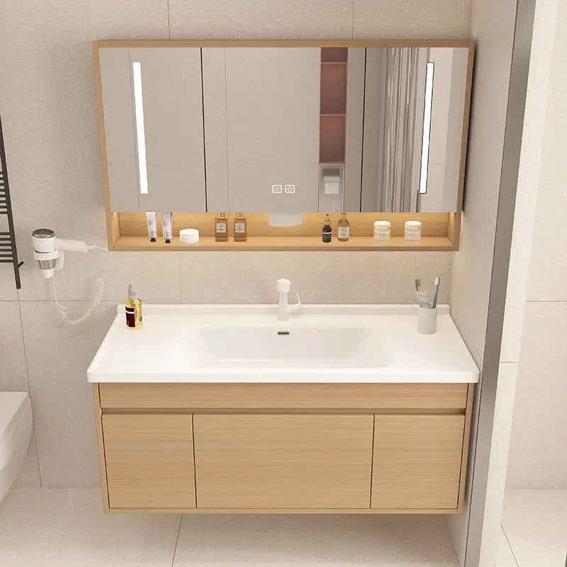 

Простая керамическая встроенная раковина из бревен, шкаф для ванной комнаты, интеллектуальный умывальник, комбинация туалетного шкафа