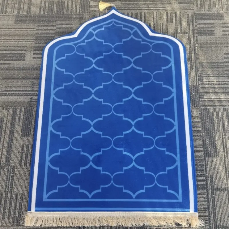 Sponge Lined Prayer Rug for Muslim Islamic Ramadan Supplies Super Soft Flannel Prayer Mat Plush Worship Kneeling Mat Eid Gifts