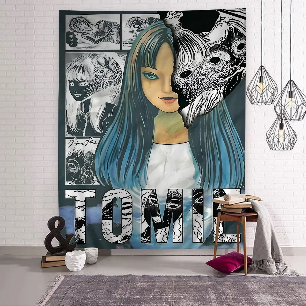 Horror Anime Tomie Junji Ito Hippie Wall Hanging Tapestries Bohemian Wall Tapestries Mandala INS Home Decor