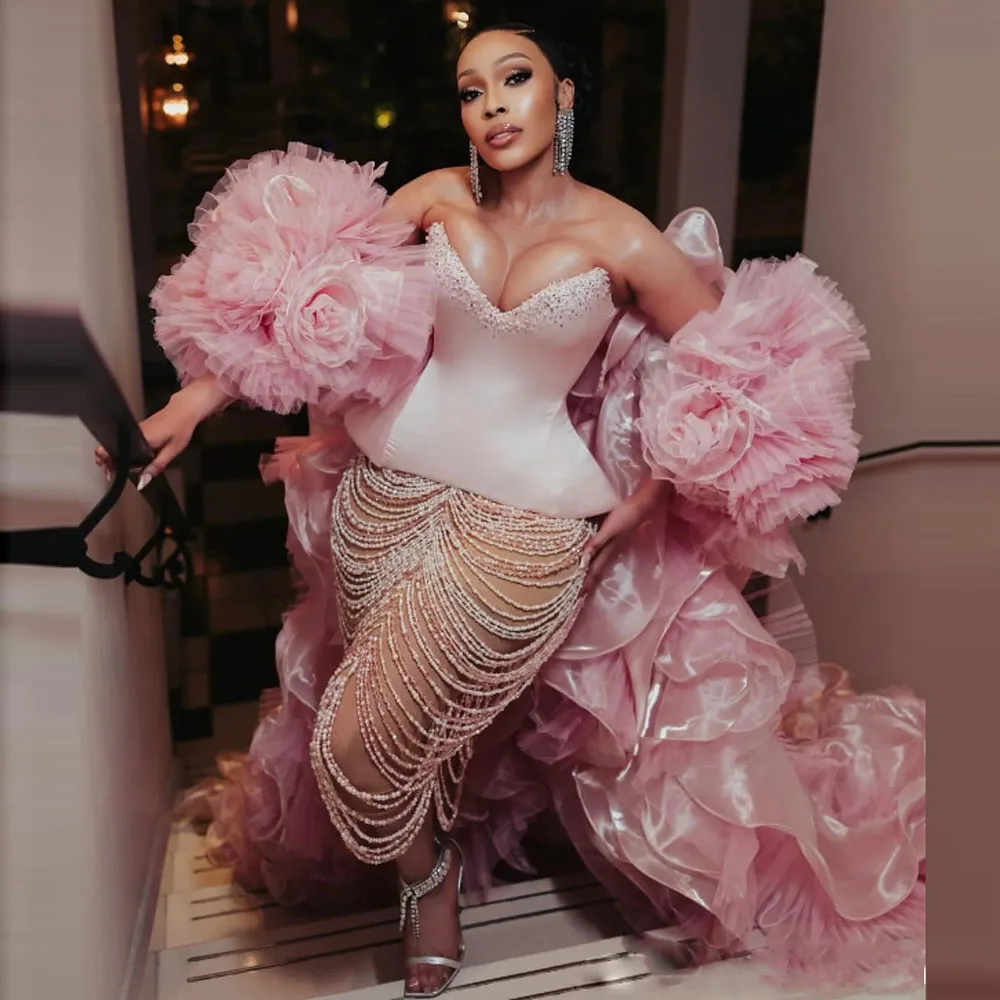 

Роскошные платья русалки для выпускного вечера с накидкой/накидкой из бисера с кисточками Вечернее вечернее платье с оборками Многоуровневые свадебные платья