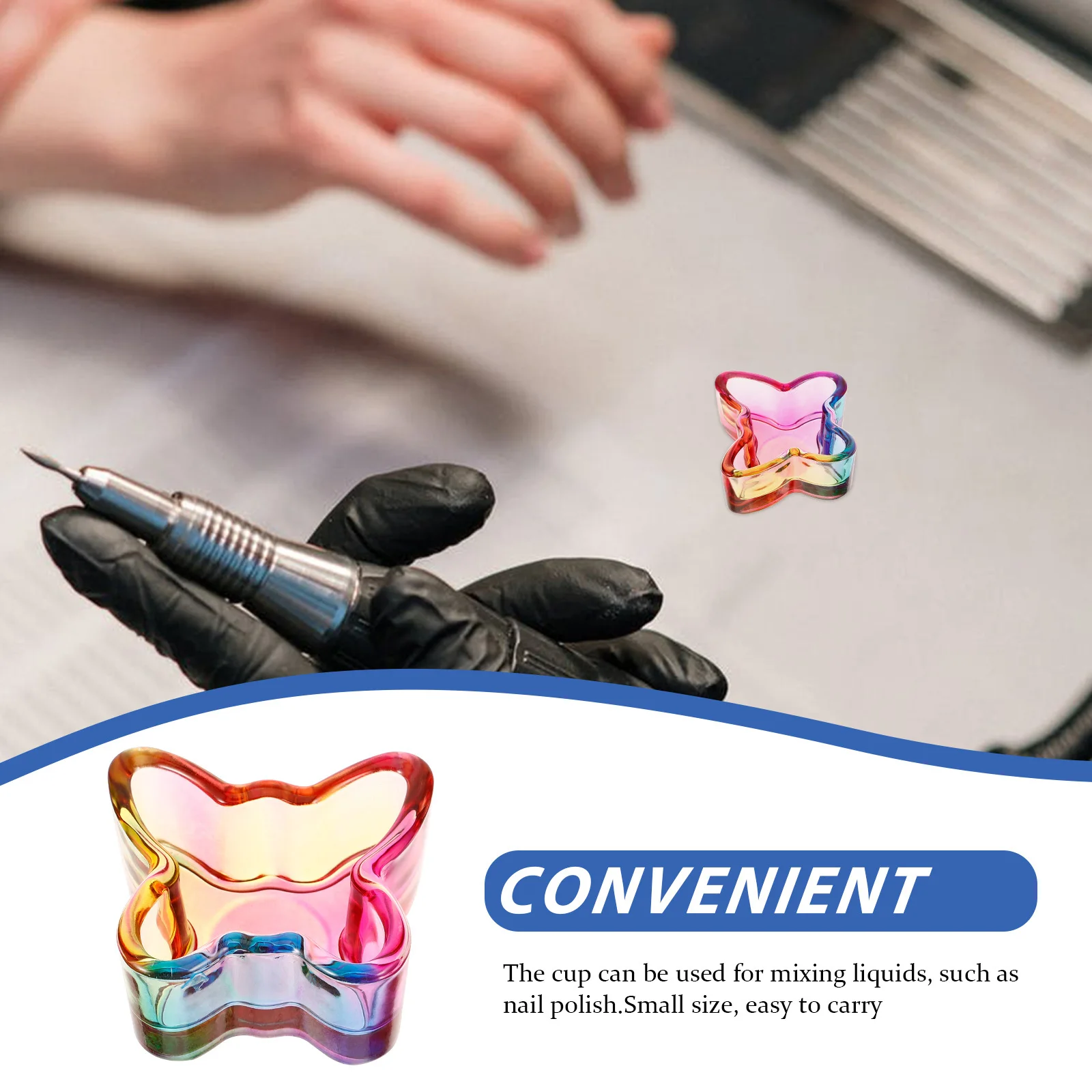 

Butterfly Shaped Crystal Glass Nail Dappen Dish Versatile Tool for Acrylic Nails Jewelry Storage Easy to Carry Use