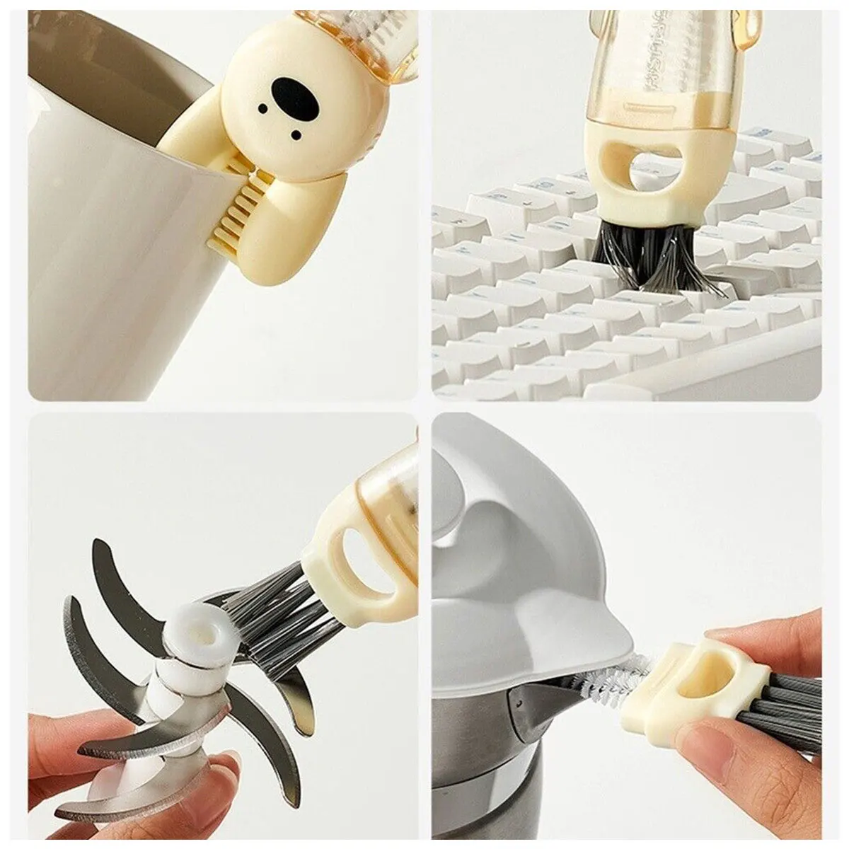 3 In 1 Cup Lid Cleaning Brush,Multifunctional Cartoon Rabbit Portable Cup Lid Cleaner Brush,Home Kitchen Crevice Cleaning Tools