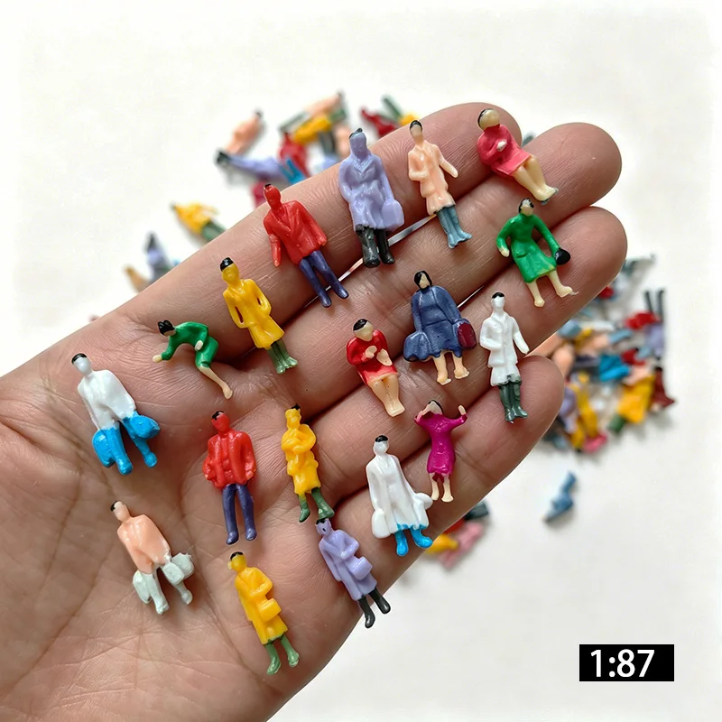 1:87 Painted Color Mini Human Figures HO Scale Model People For Architecture Sand Table Diorama Train Layout Materials 30Pcs/lot