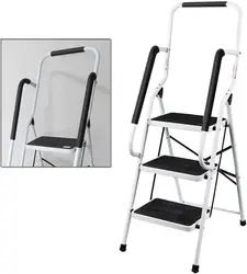 Efan 3 Treden Vouwladder Met Leuning Opklapladder Opvouwbare Draagbare Compacte Ladder Antislip Mat Gemakkelijk Opbergen Voor Thuis Diy