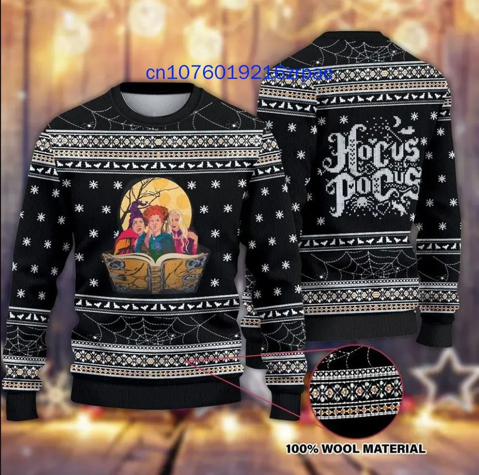 New Hocus Pocus Children's Christmas Ugly Sweater Men's Women's 3d Print Disney Ugly Casual Sweatshirt Christmas Sweate