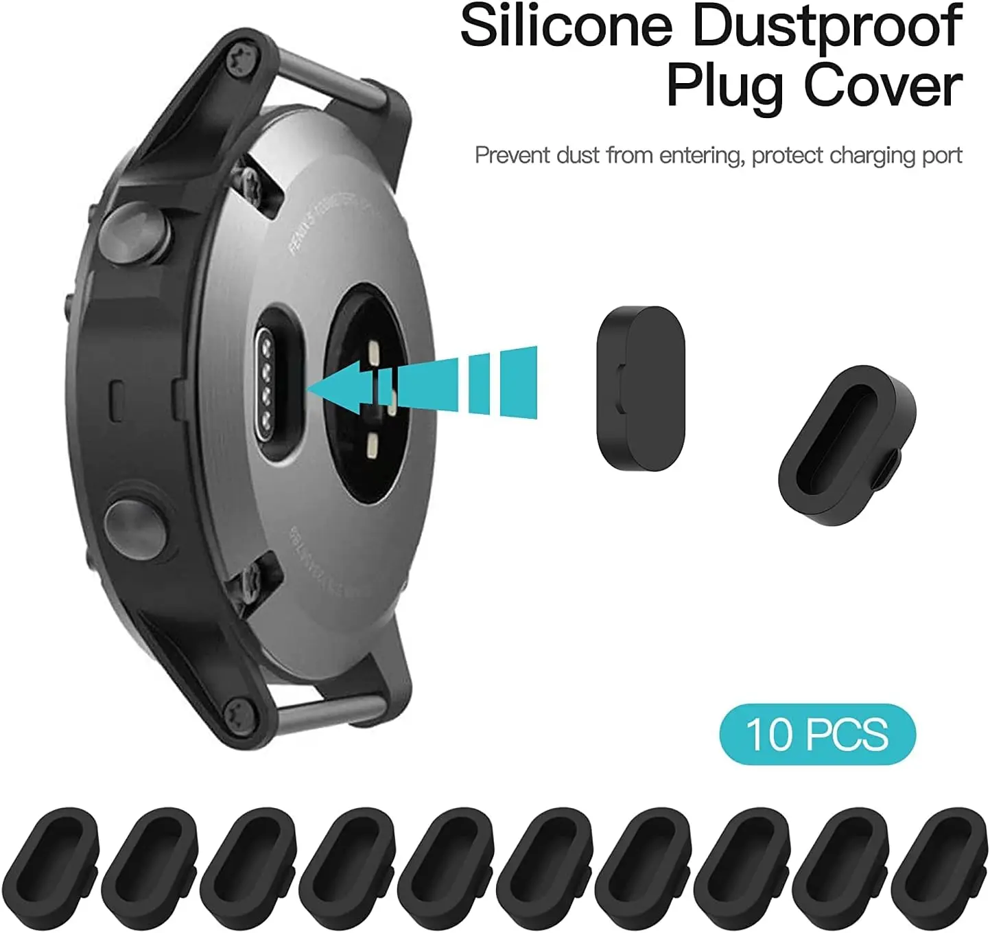 10 Uds puerto de carga cubierta de enchufe a prueba de polvo para Garmin Fenix 5 5S 5X Forerunner 935 tapa de tapón de silicona antipolvo enchufe a prueba de polvo