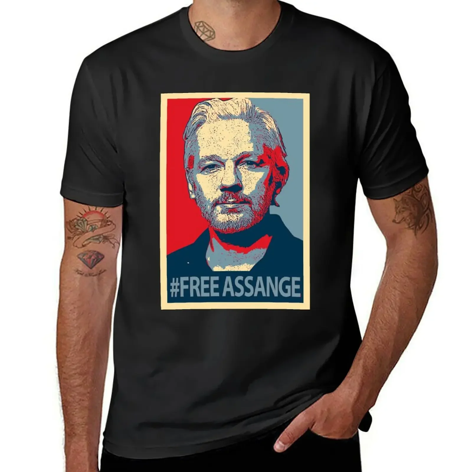 Julian Assange T-Shirt rapper graphic tees vintage oversizeds boys animal print slim fit t shirts for men