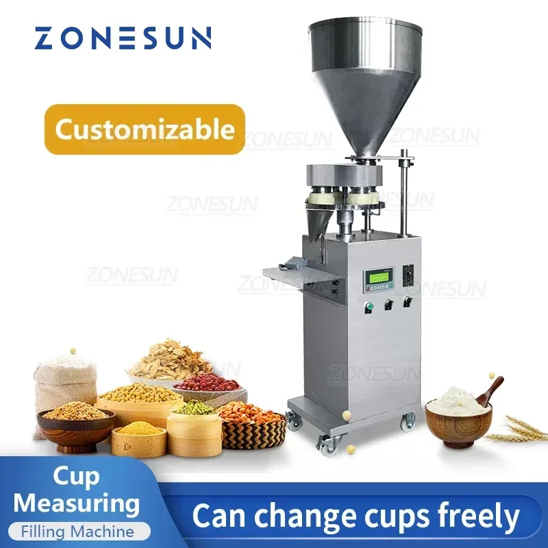ZONESUN Semi-Automatic powder Filling Machine  Nuts Rice Salt Sugar Granules Dosing Filler For Food Seeds