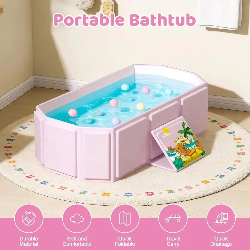 Non Inflatable PVC Material Portable Foldable Kids Bathtub Swimming Pool 75cm