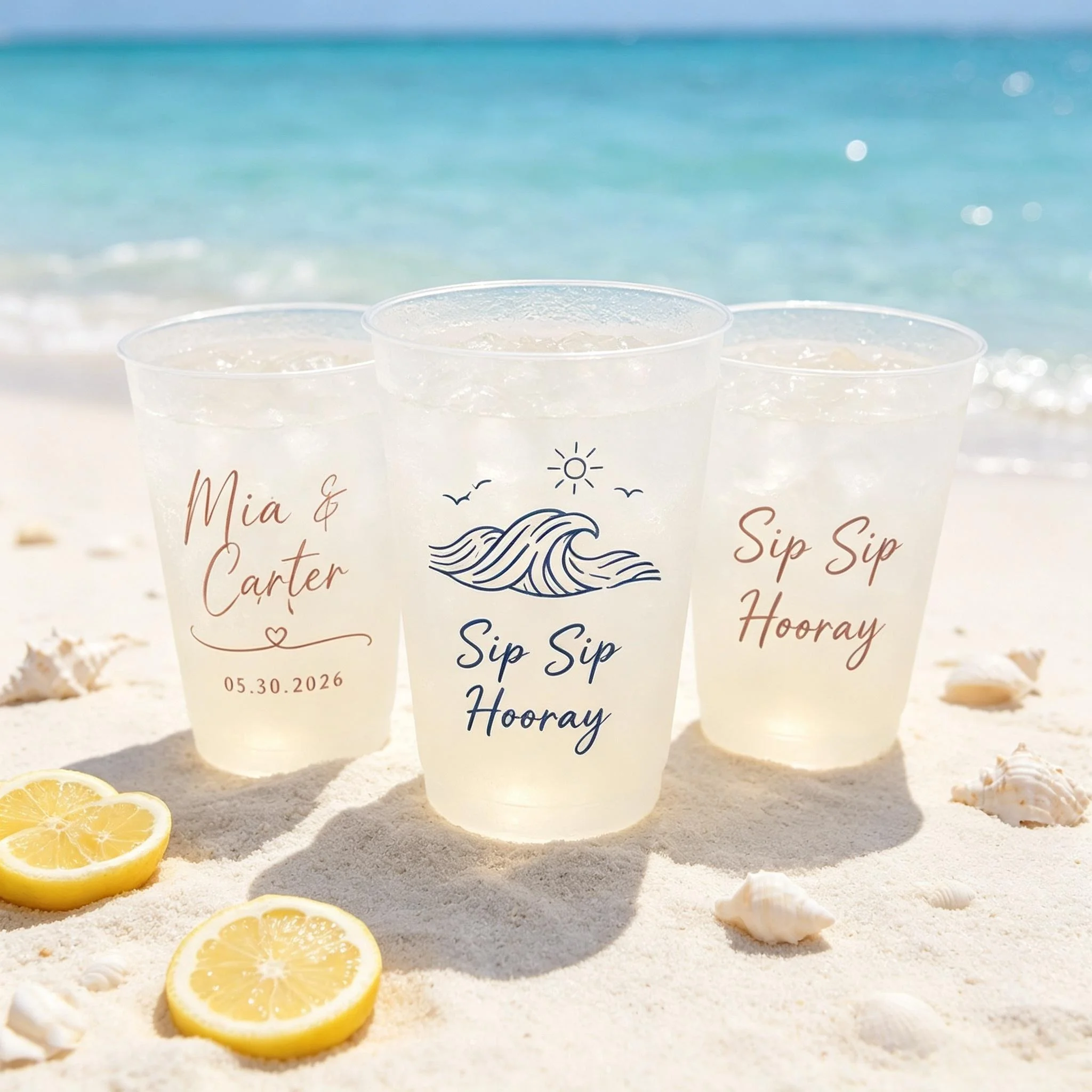 Personalized Beach Bachelorette Frosted Cups Bulk, Custom Bach Party Girls Trip Drinkware, Bride Tribe Poolside Lake Summer Birt