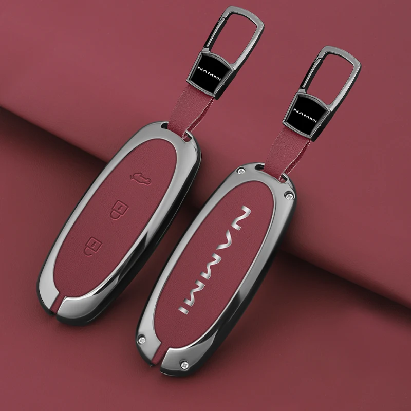 

Zinc Alloy+Leather Car Key Case Cover Shell For Dongfeng NAMMI 01 2024 New Engery High Level Keychain Protective Accessories