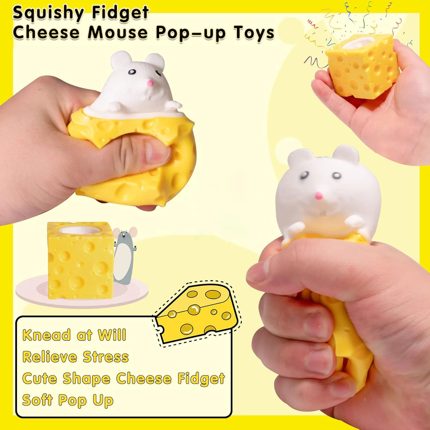 Pop Up divertente topo e blocco di formaggio spremere giocattolo antistress nascondi e cerca figure antistress agitarsi giocattoli per bambini adulti