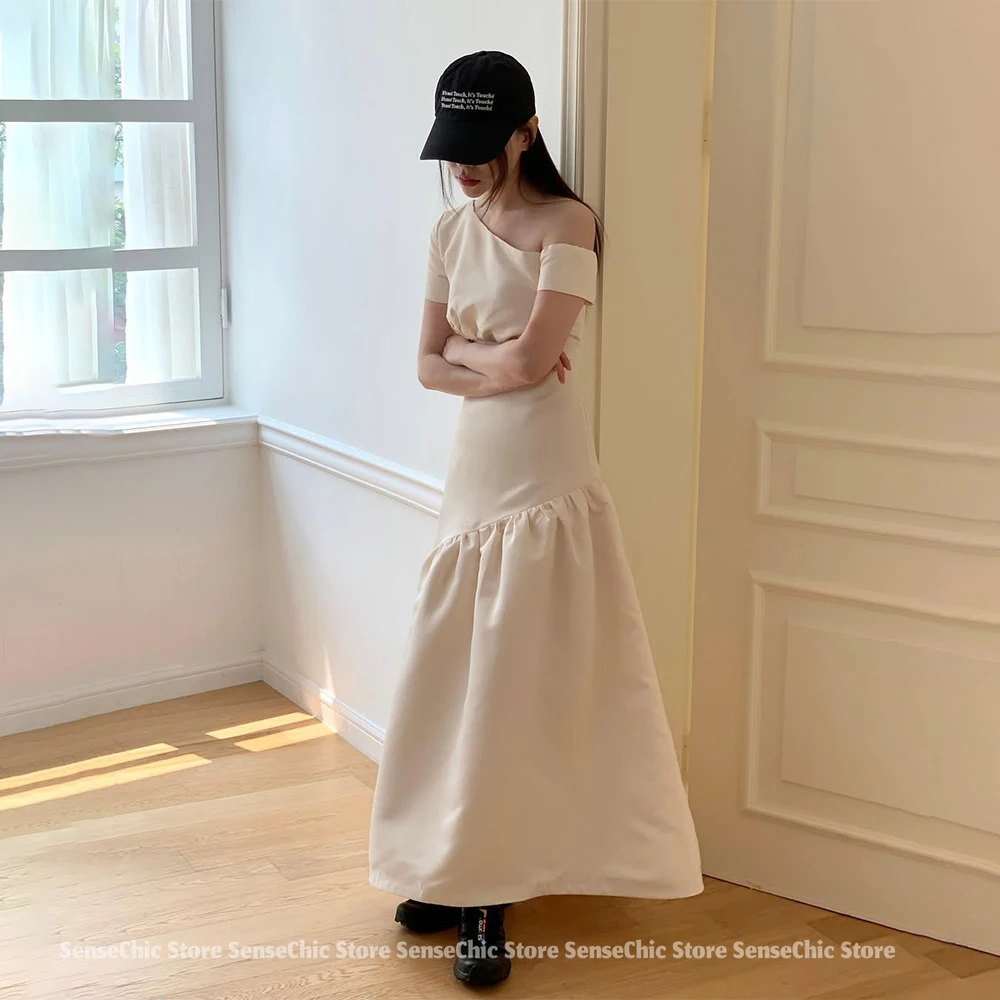 فساتين زفاف أنيقة كورية بدون ظهر وصمة عار لحفلات الزفاف فستان صيفي بكتف واحد فستان حفلات فيستدوس 2025 مخصص