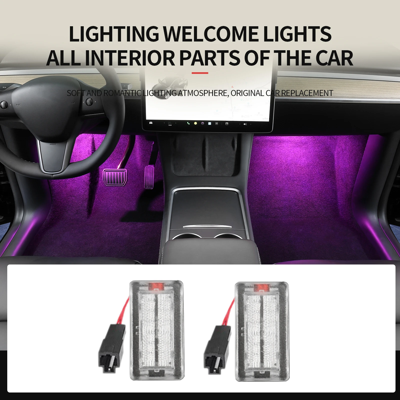 

For Tesla Model 3 Y S X LED Interior Footwell Light Ultra Bright Puddle Door Bulb 2017- 2023 Upgrade Trunk Lamp Accessories