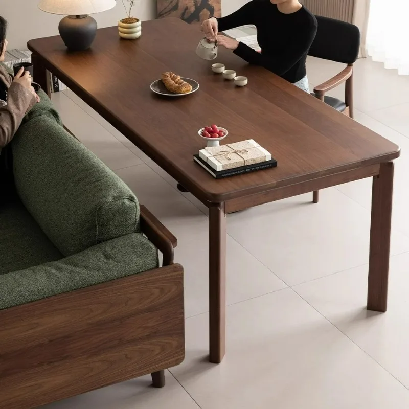 Desk North American black walnut living room long desk all solid wood large board dining table study office workbench