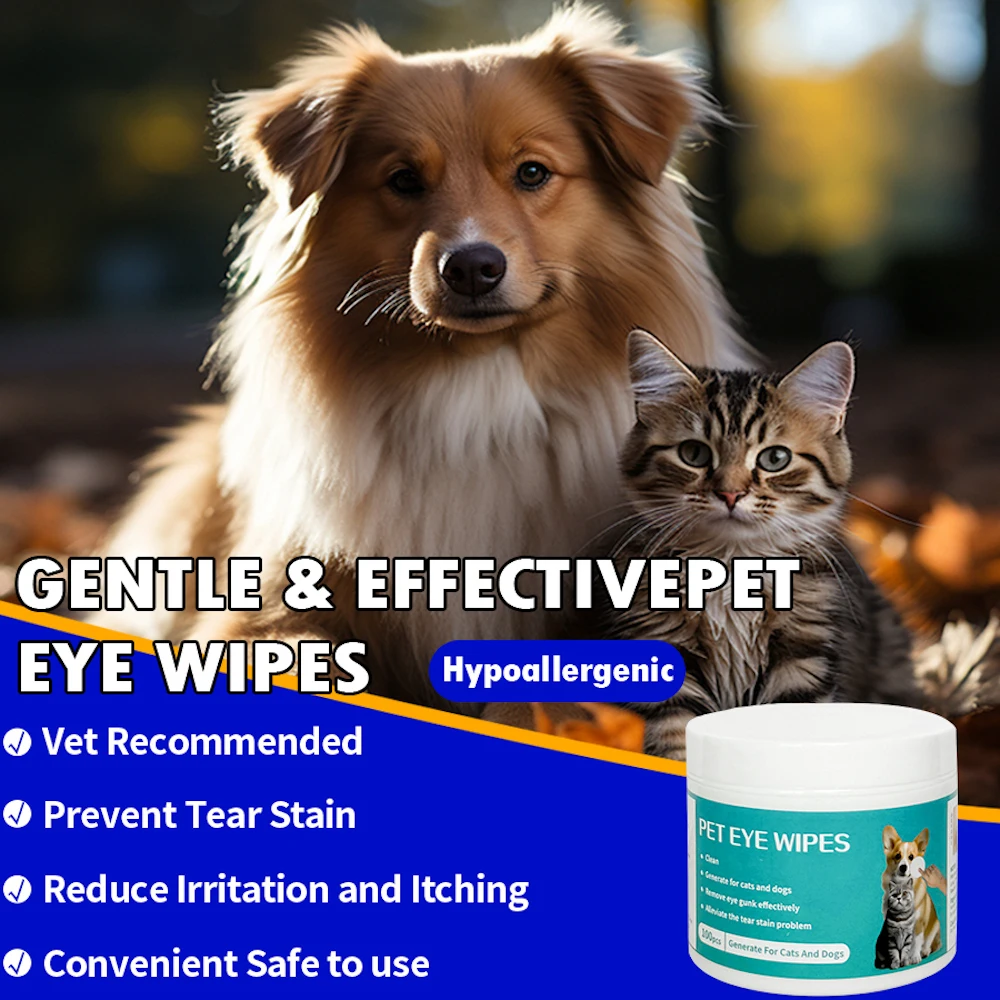 Dog Eye Wipes, 200Pcs Eye Wipes for Dogs Cats Remove Tear Stain, Eye Debris, Mucus Secretions Discharge, Pet Gentle Care Supplie