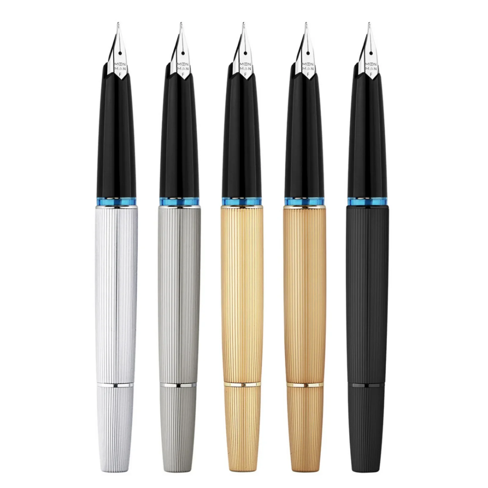 MAJOHN B32 Metal Slim Fountain Pen Retro Butterfly Iridium Nib Etched Striped Design Piston Filling System Business Writing Pen