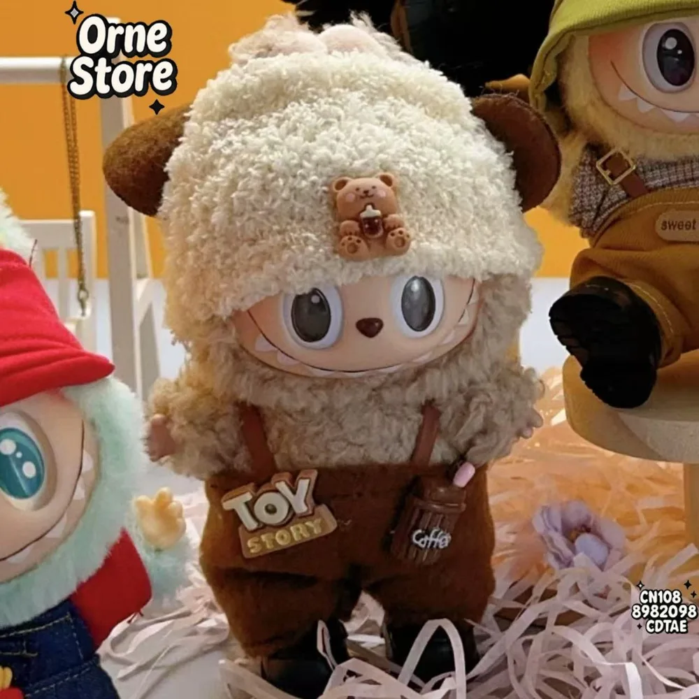 17cm Doll Costume and Accessories Set Suitable for Labubu Dolls Trendy Clothing Keychains and Children's Gifts