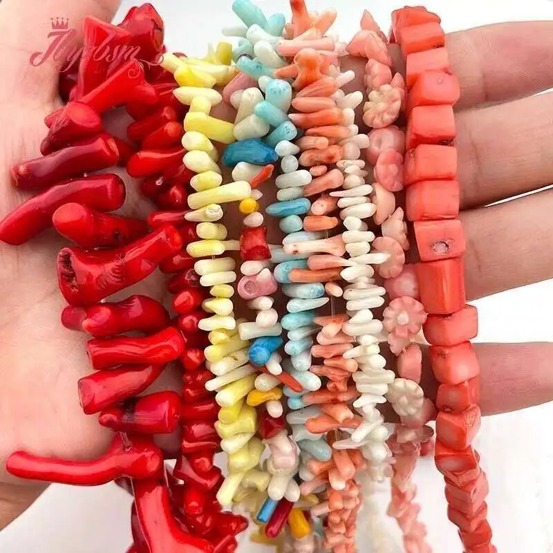 Natural Coral Freefrom Stick Irreuglar Stone Beads for Bracelet Necklace Jewelry Making Strand 15 inches DIY Accessories beads