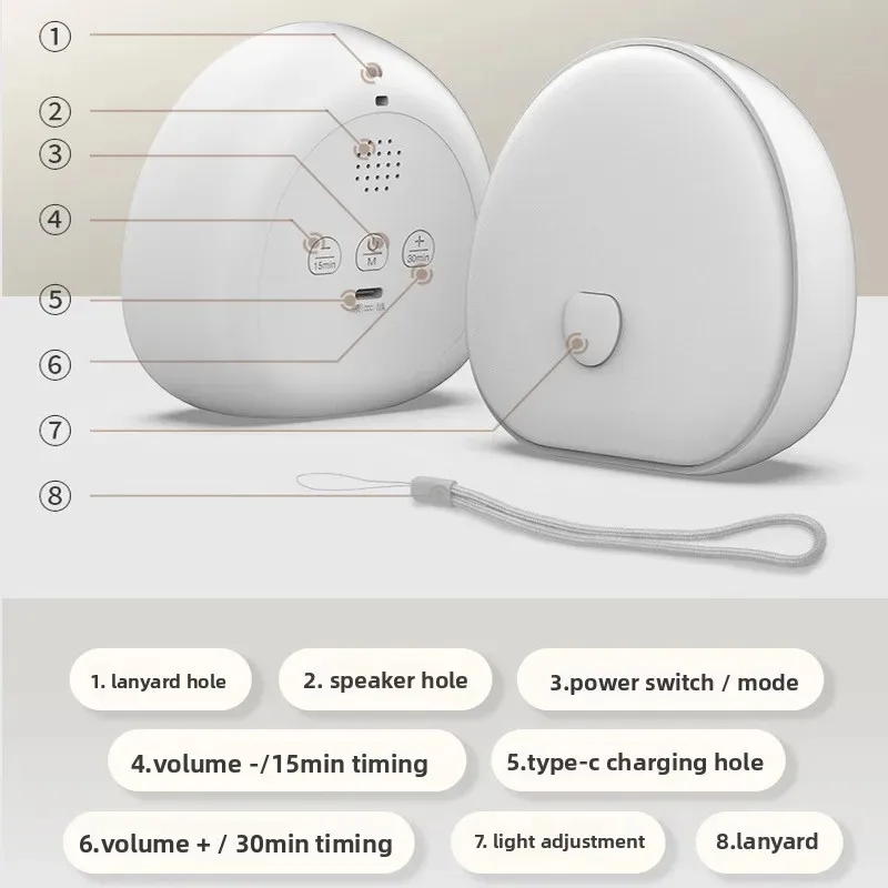 Sleep White Noise Machine with Soothing Sound Touchable Rechargeable LED Night Light Relaxing Audio & Sleep Lamp for Baby.