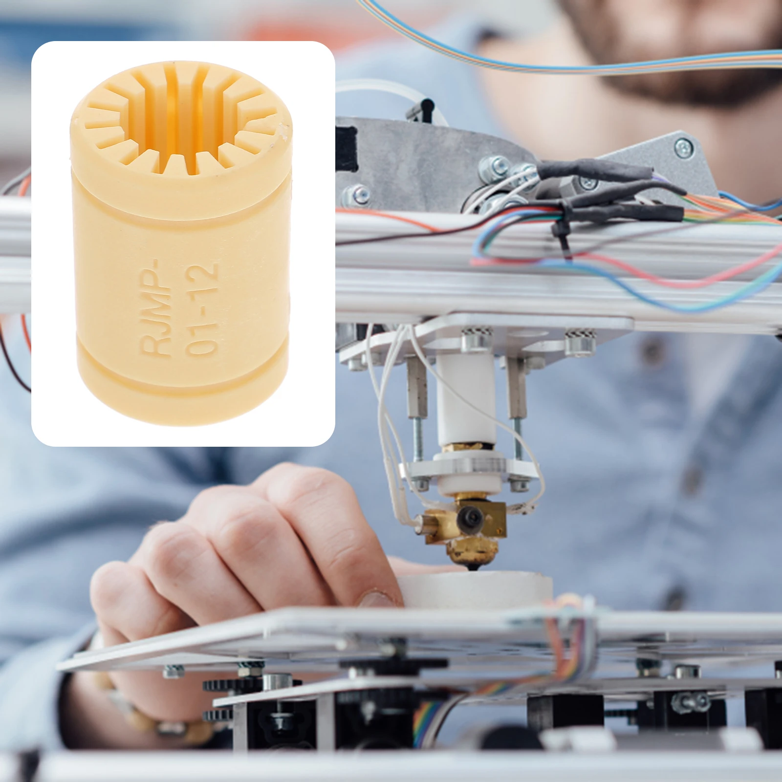 Sealed LM12UU Yellow Polymer Bearing for 3D Printer Linear Motion Bushing Solid Plastic Self Lubricating Easy Install