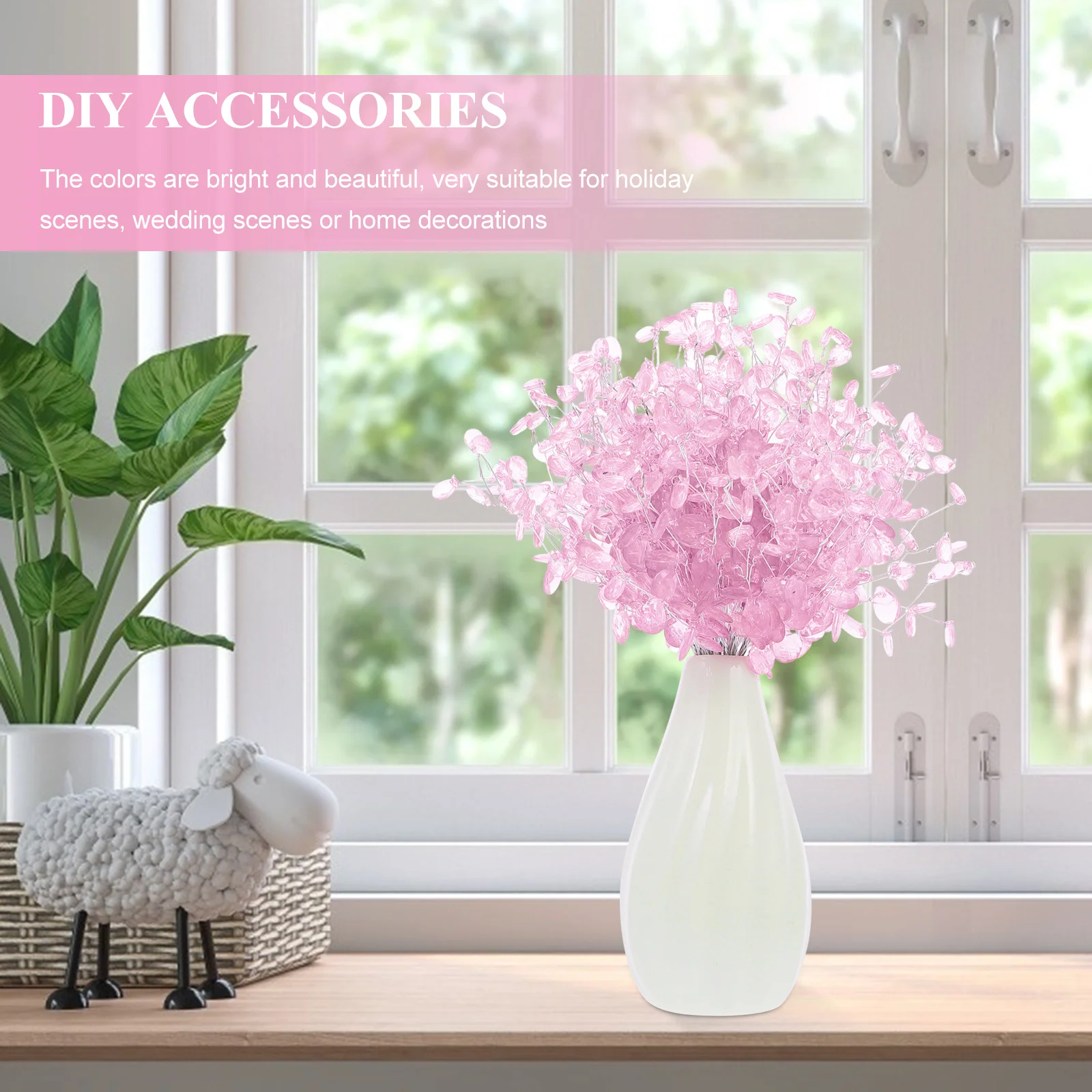 

50pcs Simulation Flower Decor Acrylic Bead Drops Diy Craft Wedding Party Decoration Bride Hair Accessories Bouquet Adornment